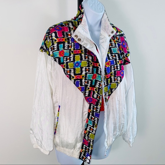 Vintage Colorful Print Windbreaker Jacket Size M - Picture 11 of 12